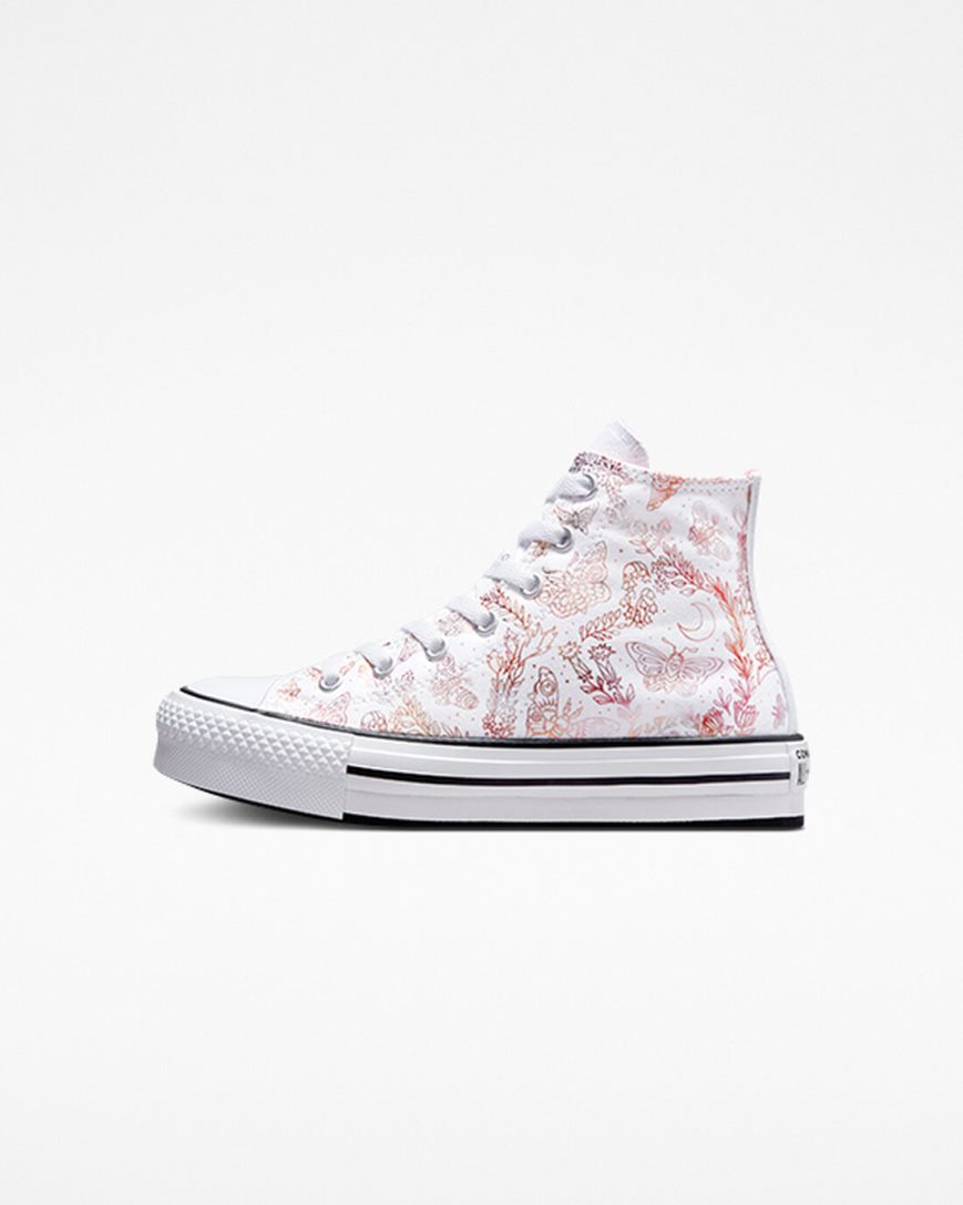 Zapatos Plataforma Converse Chuck Taylor All Star EVA Lift Butterfly Shine Altas Niña Blancas Rosas Negras | PE E874P2